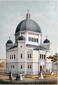 La Grande synagogue de Genève - 1859 - lithographie de F. Lips